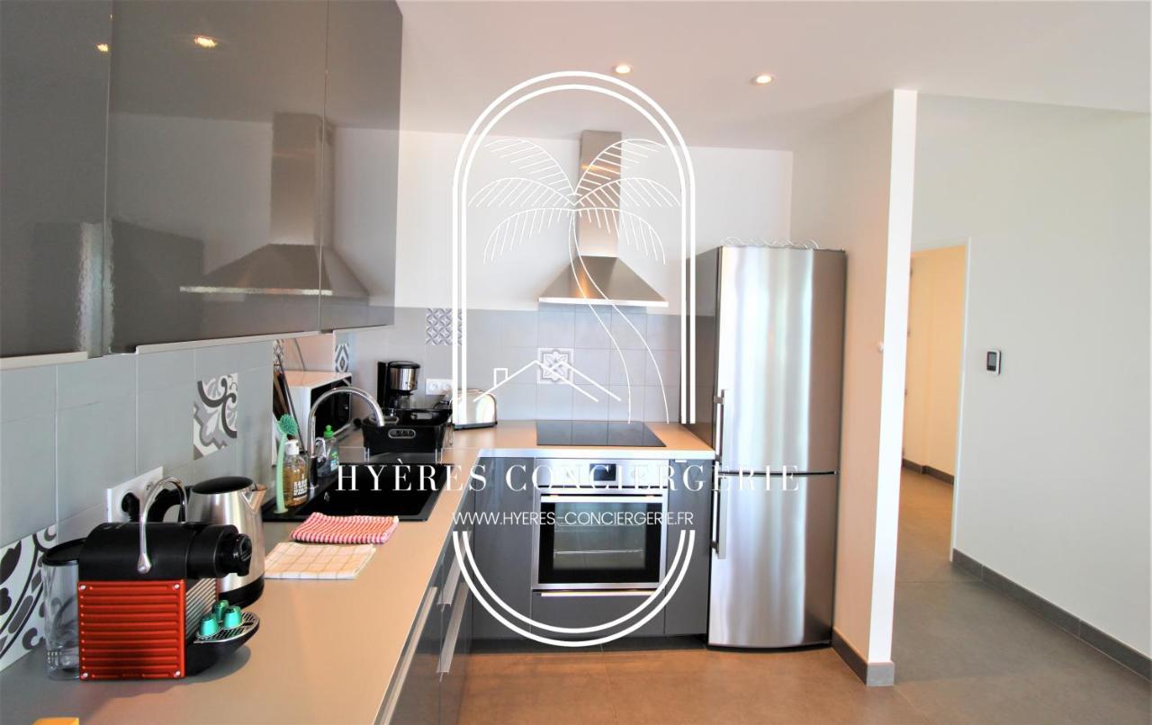 Villa Antoine Appartement Rdj Vue Mer Clim Wifi Parking Plage 50M La Garonne Le Pradet Zewnętrze zdjęcie