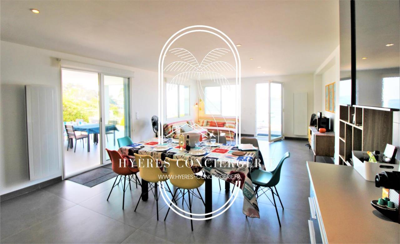 Villa Antoine Appartement Rdj Vue Mer Clim Wifi Parking Plage 50M La Garonne Le Pradet Zewnętrze zdjęcie